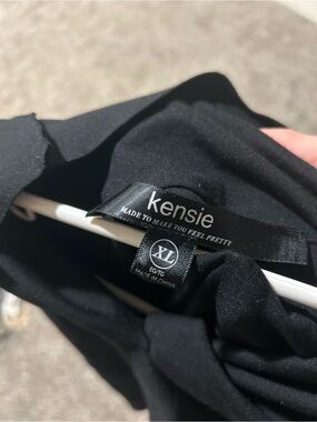 Kensie Black Casual Top with Logo Tag